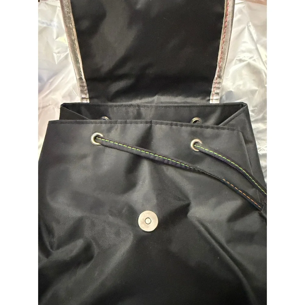 Disney Tinker Bell Pixie Power Black Bag Backpack nylon Glitter‎ Adjustable